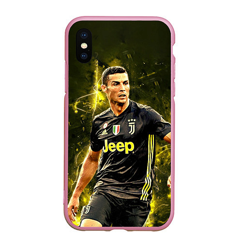 Чехол iPhone XS Max матовый Cristiano Ronaldo Juventus / 3D-Розовый – фото 1