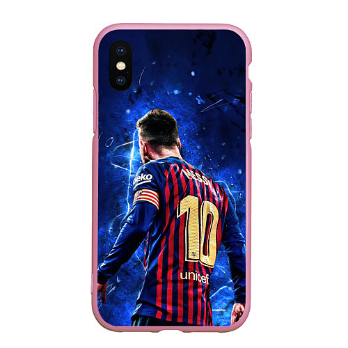 Чехол iPhone XS Max матовый Leo Messi Лео Месси 10 / 3D-Розовый – фото 1