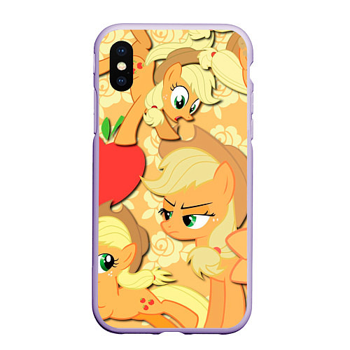 Чехол iPhone XS Max матовый Applejack pattern / 3D-Светло-сиреневый – фото 1