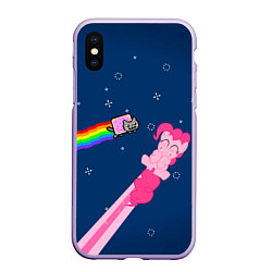 Чехол iPhone XS Max матовый Nyan cat x Pony, цвет: 3D-светло-сиреневый