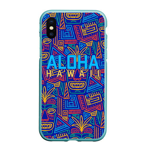 Чехол iPhone XS Max матовый ALOHA HAWAII АЛОХА ГАВАЙИ / 3D-Мятный – фото 1