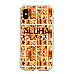 Чехол iPhone XS Max матовый АЛОХА ГАВАЙИ, ALOHA, SUMMER, цвет: 3D-салатовый