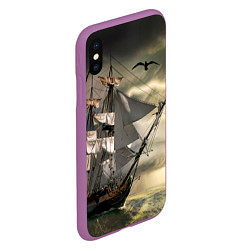Чехол iPhone XS Max матовый Парусник, цвет: 3D-фиолетовый — фото 2