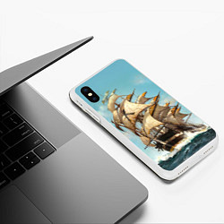 Чехол iPhone XS Max матовый Парусник, цвет: 3D-белый — фото 2