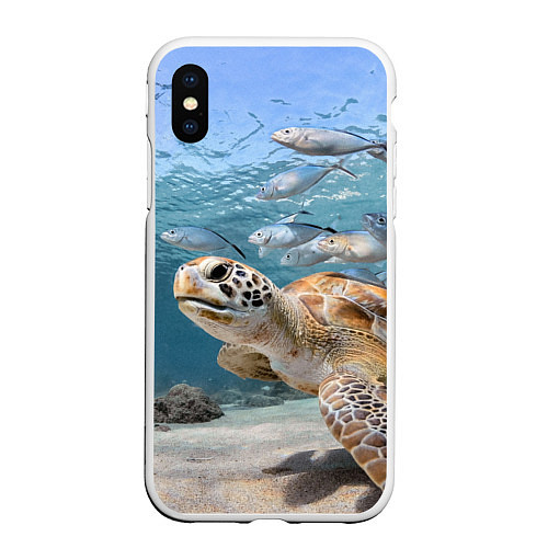 Чехол iPhone XS Max матовый Морская черепаха / 3D-Белый – фото 1