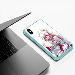 Чехол iPhone XS Max матовый Yae Guuji - Genshin Impact, цвет: 3D-мятный — фото 2