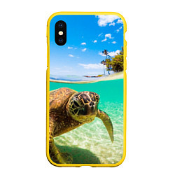 Чехол iPhone XS Max матовый Морская черепашка, цвет: 3D-желтый