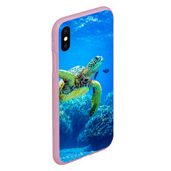Чехол iPhone XS Max матовый Морская черепаха, цвет: 3D-розовый — фото 2