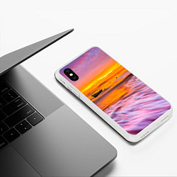 Чехол iPhone XS Max матовый Закат на пляже, цвет: 3D-белый — фото 2