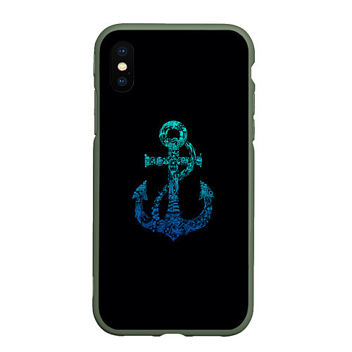 Чехол iPhone XS Max матовый Navy Anchor / 3D-Темно-зеленый – фото 1