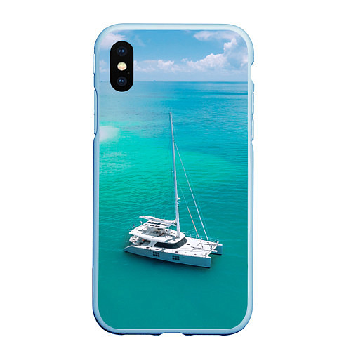 Чехол iPhone XS Max матовый ПАРУСНИК SAILBOAT Z / 3D-Голубой – фото 1