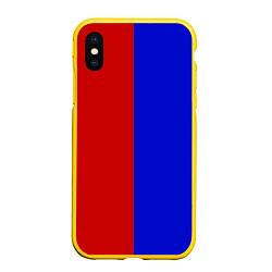 Чехол iPhone XS Max матовый Красно-синий, цвет: 3D-желтый