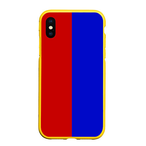 Чехол iPhone XS Max матовый Красно-синий / 3D-Желтый – фото 1