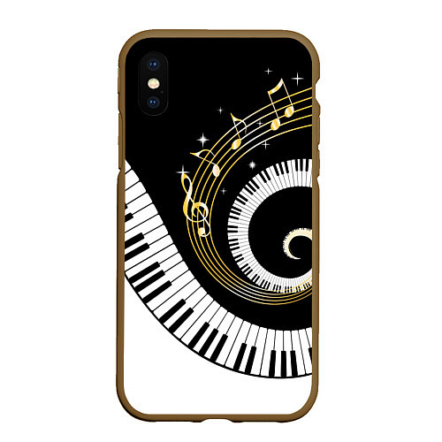 Чехол iPhone XS Max матовый МУЗЫКАЛЬНЫЙ УЗОР / 3D-Коричневый – фото 1