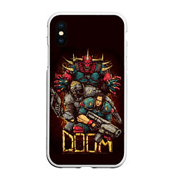 Чехол iPhone XS Max матовый DOOM, цвет: 3D-белый