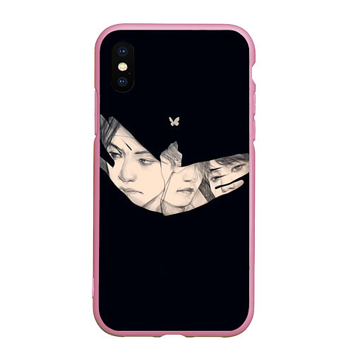 Чехол iPhone XS Max матовый BTS Butterfly / 3D-Розовый – фото 1