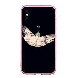Чехол iPhone XS Max матовый BTS Butterfly, цвет: 3D-розовый