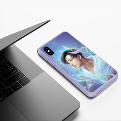 Чехол iPhone XS Max матовый Jeon BTS, цвет: 3D-светло-сиреневый — фото 2