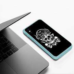 Чехол iPhone XS Max матовый Черепа и Вороны Skulls Raven, цвет: 3D-мятный — фото 2