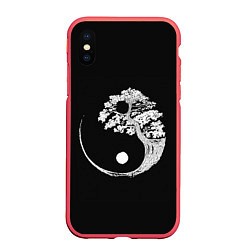 Чехол iPhone XS Max матовый Yin and Yang Bonsai Tree, цвет: 3D-красный