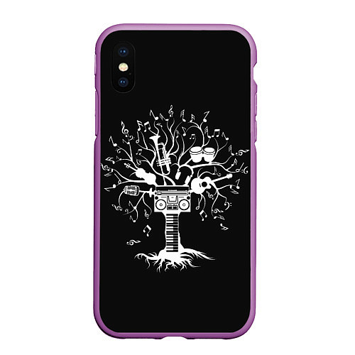 Чехол iPhone XS Max матовый Музыкальное Дерево / 3D-Фиолетовый – фото 1