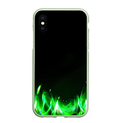 Чехол iPhone XS Max матовый Зеленый огонь, цвет: 3D-салатовый