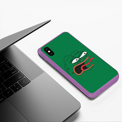 Чехол iPhone XS Max матовый Pepe skin, цвет: 3D-фиолетовый — фото 2