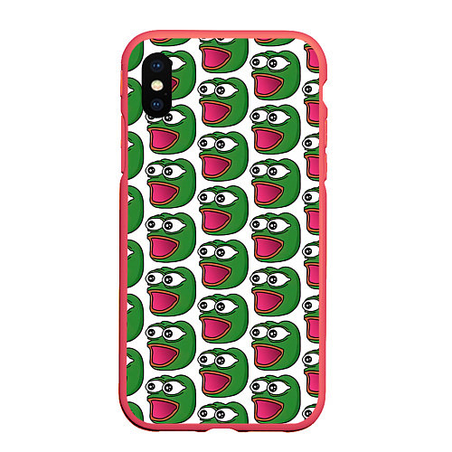 Чехол iPhone XS Max матовый Poggers Pattern / 3D-Красный – фото 1