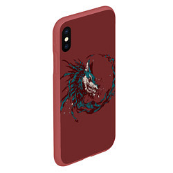 Чехол iPhone XS Max матовый Волк, цвет: 3D-красный — фото 2