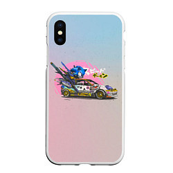 Чехол iPhone XS Max матовый Sonic racer, цвет: 3D-белый