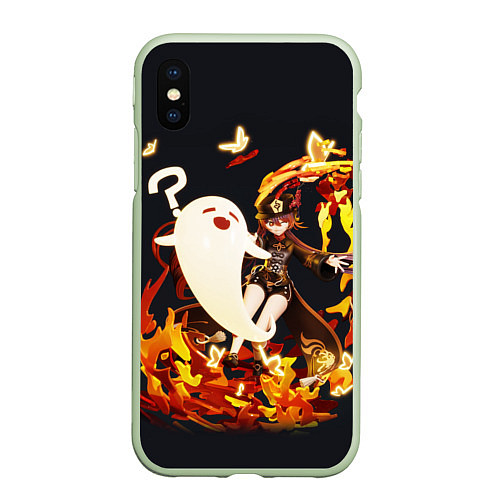 Чехол iPhone XS Max матовый GENSHIN IMPACT HU TAO / 3D-Салатовый – фото 1