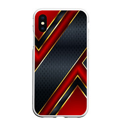 Чехол iPhone XS Max матовый Black & Red 3D, цвет: 3D-белый