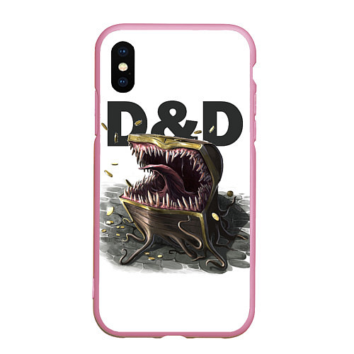 Чехол iPhone XS Max матовый D&D Мимик-сундук ДнД / 3D-Розовый – фото 1