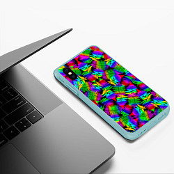 Чехол iPhone XS Max матовый Неоновый папоротник, цвет: 3D-мятный — фото 2