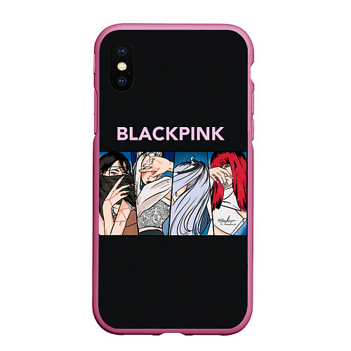 Чехол iPhone XS Max матовый Hide eyes Blackpink / 3D-Малиновый – фото 1