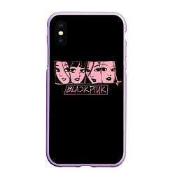 Чехол iPhone XS Max матовый Black Pink Art, цвет: 3D-сиреневый