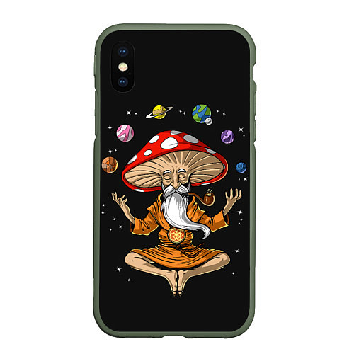 Чехол iPhone XS Max матовый Космический Гриб Волшебник / 3D-Темно-зеленый – фото 1