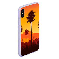 Чехол iPhone XS Max матовый Лето, Пальмы, вечер, цвет: 3D-светло-сиреневый — фото 2