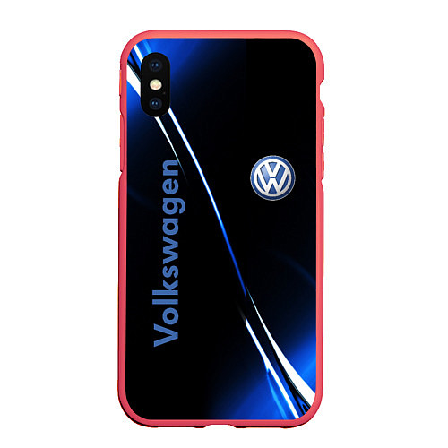 Чехол iPhone XS Max матовый VOLKSWAGEN / 3D-Красный – фото 1