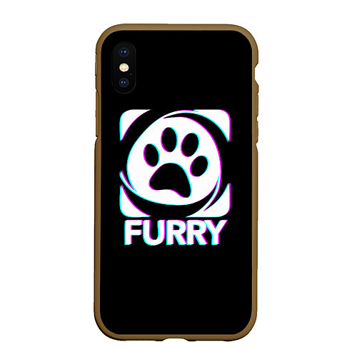 Чехол iPhone XS Max матовый Furry / 3D-Коричневый – фото 1