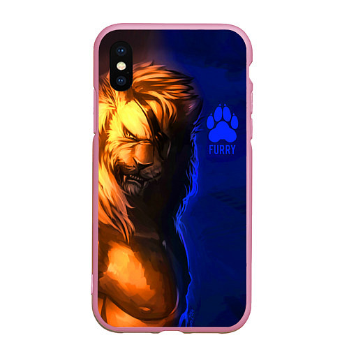 Чехол iPhone XS Max матовый Furry lion / 3D-Розовый – фото 1