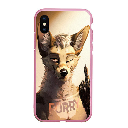 Чехол iPhone XS Max матовый Furry jackal / 3D-Розовый – фото 1