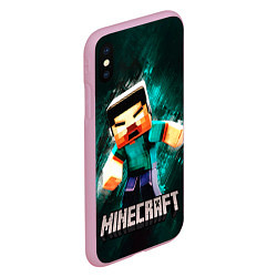 Чехол iPhone XS Max матовый MINECRAFT, цвет: 3D-розовый — фото 2