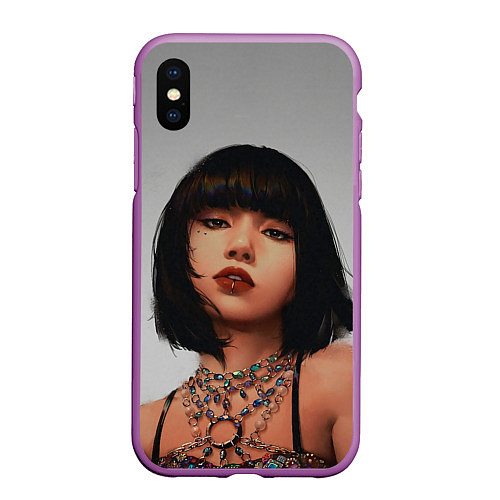 Чехол iPhone XS Max матовый Hot Lisa / 3D-Фиолетовый – фото 1