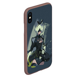 Чехол iPhone XS Max матовый Nier automata, цвет: 3D-коричневый — фото 2