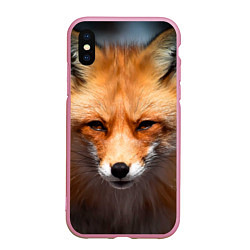 Чехол iPhone XS Max матовый Хитрая лисица, цвет: 3D-розовый