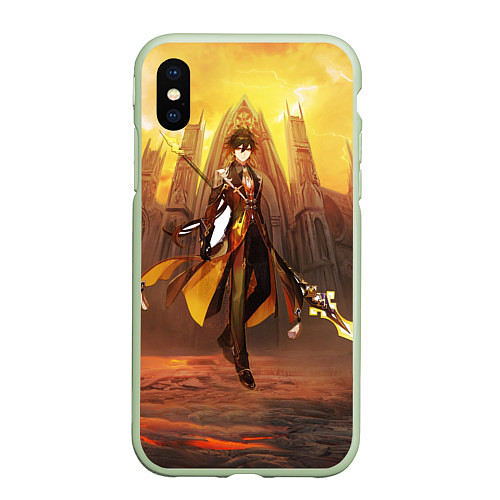 Чехол iPhone XS Max матовый GENSHIN INPACT, Zhong li / 3D-Салатовый – фото 1