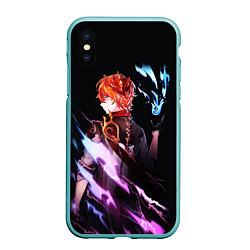 Чехол iPhone XS Max матовый ТАРТАЛЬЯ - GENSHIN IMPACT NEON, цвет: 3D-мятный