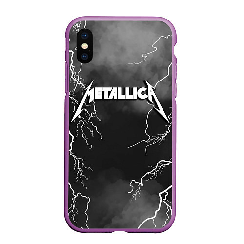 Чехол iPhone XS Max матовый METALLICA РАЗРЯД МОЛНИИ / 3D-Фиолетовый – фото 1