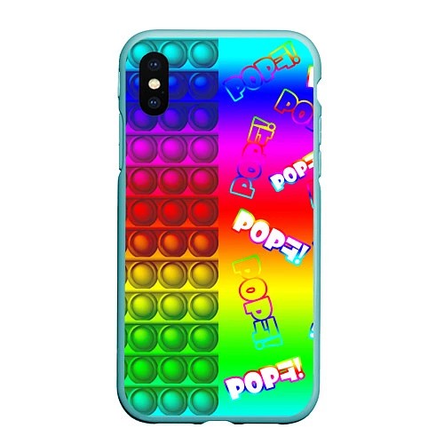 Чехол iPhone XS Max матовый POP it! / 3D-Мятный – фото 1